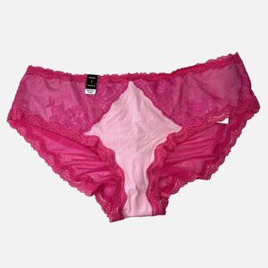 Torrid Pink Sheer Stretch Hipster Panties with Lace, Plus Size 2X or 18/20, NWT